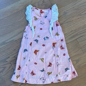Hanna Andersson Pink Butterfly Sleeveless Dress with Eyelet Trim size 5 110